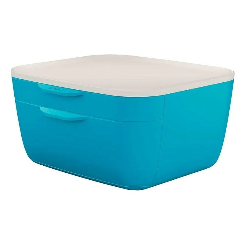 Cassetto da scrivania Leitz Cosy con 2 scomparti e vassoio superiore blu - immagine 1