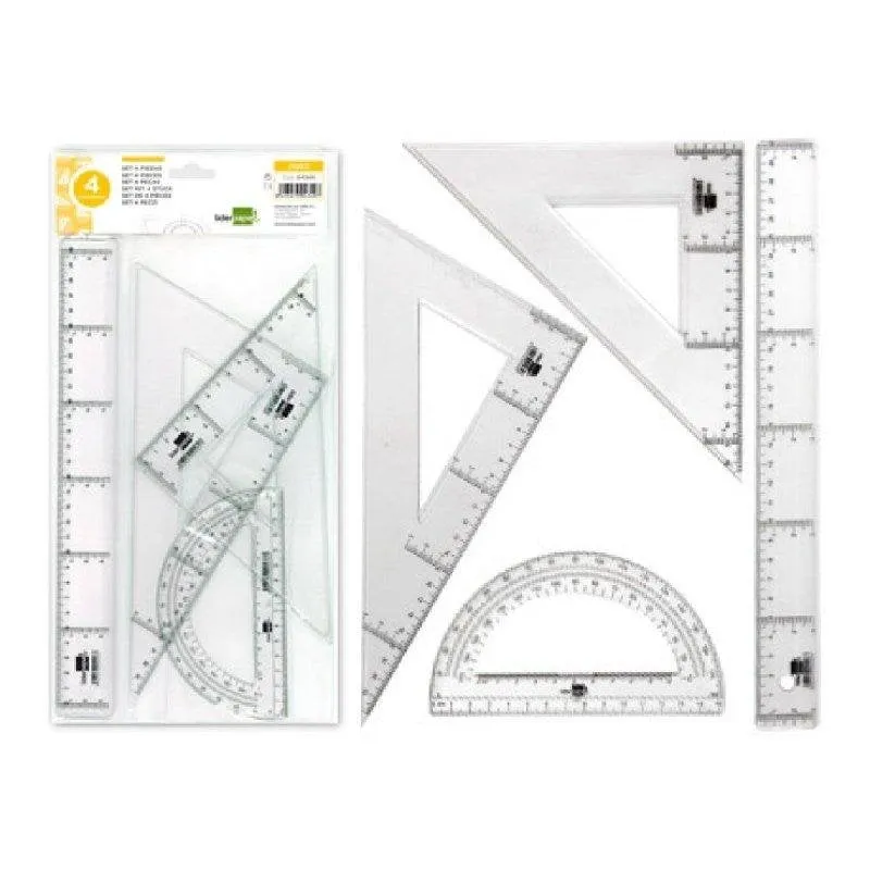 Set squadra e trasparente Liderpapel 25 cm, righello 30 cm e semicerchio 15 cm - immagine 1