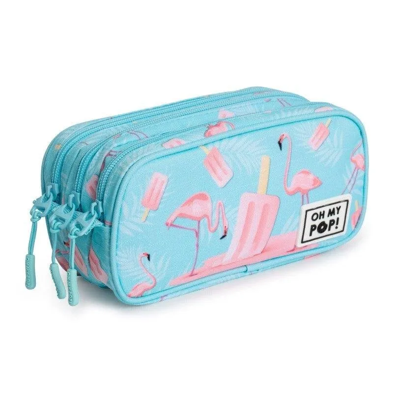 Astuccio Scolastico Karactermania Oh My Pop! Ice Flamingo Triplo Compartimenti Turquesa - immagine 1