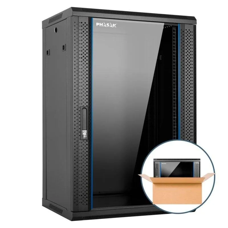 Rack murale 19″ Phasak Pro 18U 600x450 Montato – PHO 2118 - immagine 1