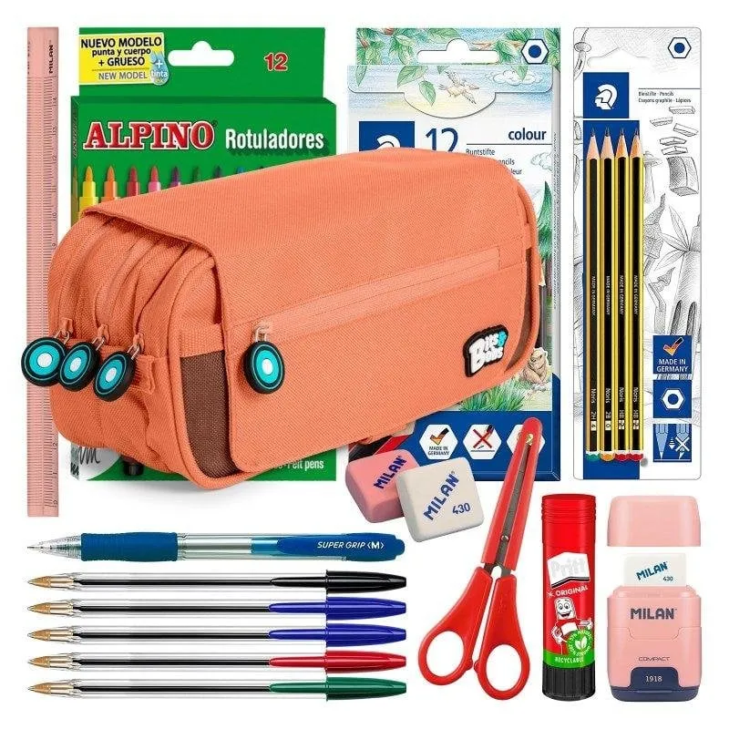 Borsa Triplo Grafoplás BitsBobs Coral con Materiale Scolastico Incluso - immagine 1