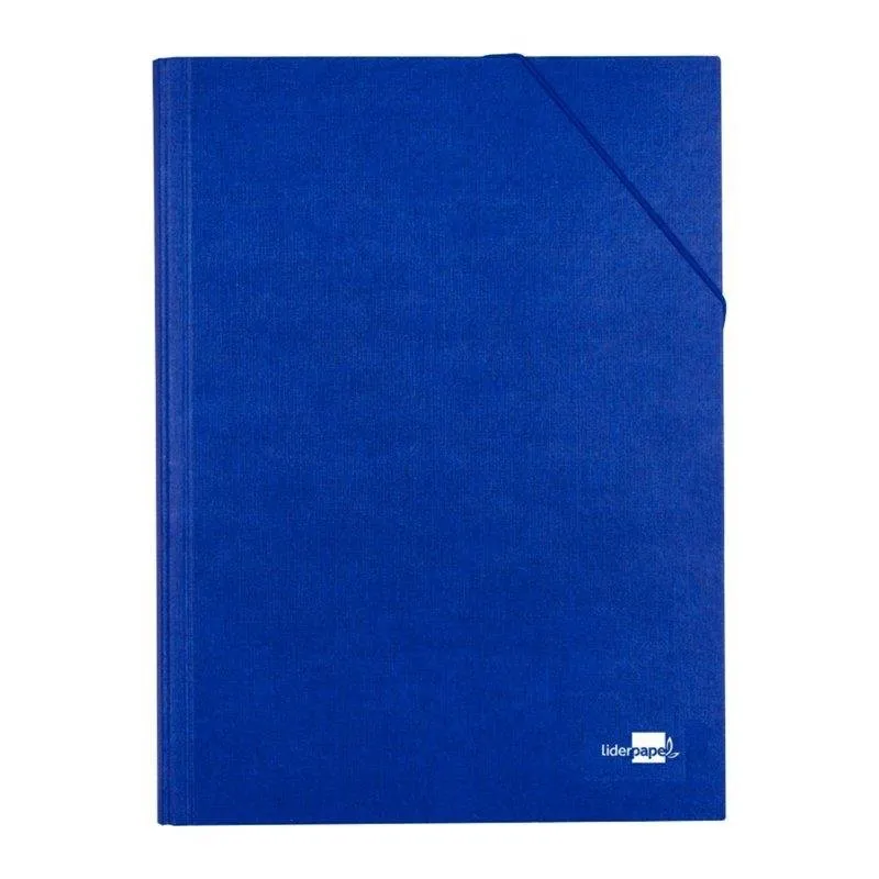 Cartella Liderpapel Formato Folio Prolungato Chiusura Elastico Cartone Rivestito Blu - immagine 1