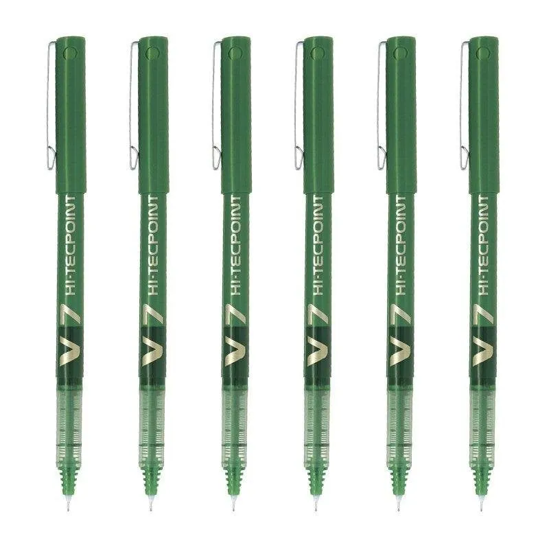 Penna Roller Pilot V7 Hi-tecpoint 0.7 mm Verde Set di 6 - immagine 1