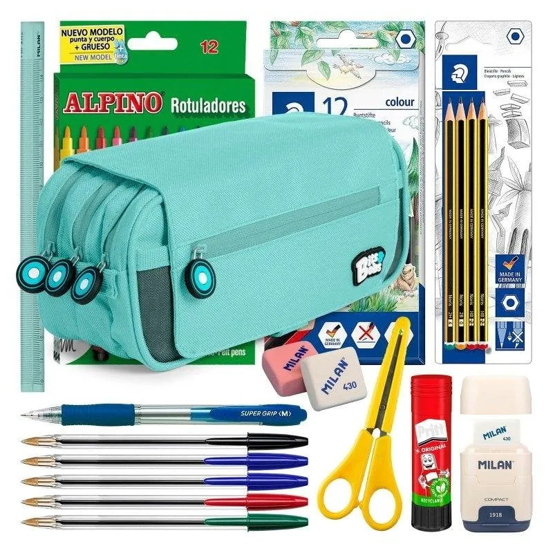 Astuccio Triplo Grafoplás Bitsbobs con Materiale Scolastico Incluso Azzurro Chiaro - immagine 1