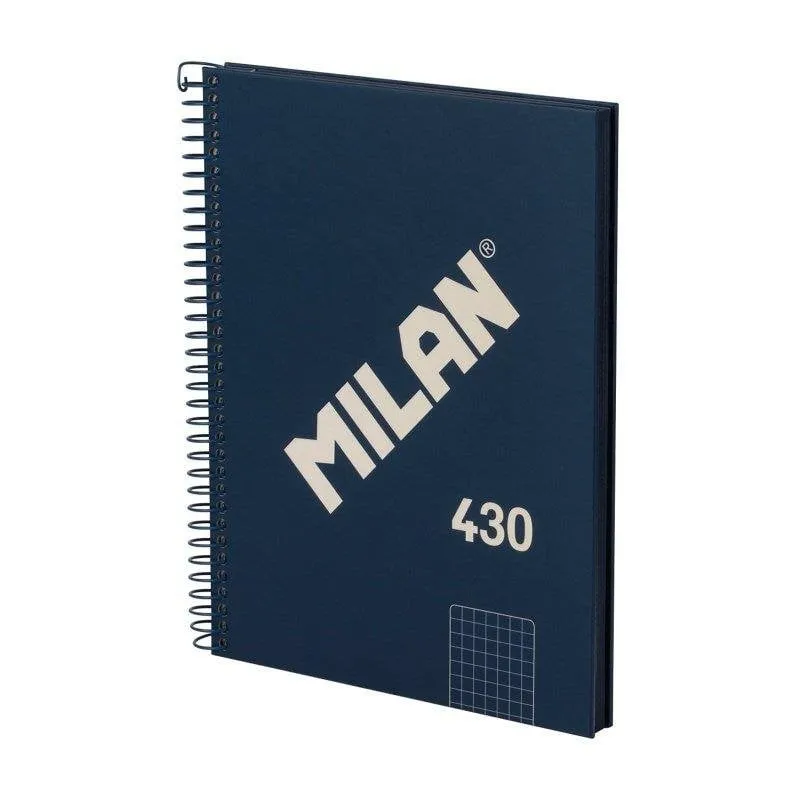 Quaderno Milan 430 A5 Spirale Copertina Rigida Carta Quadrettata 80 Fogli 95g Blu - immagine 1