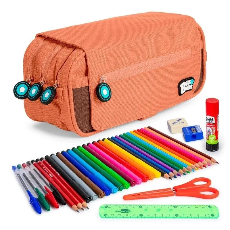 Astuccio Triplo Grafoplás con Materiale Scolastico Incluso Coral - immagine 1