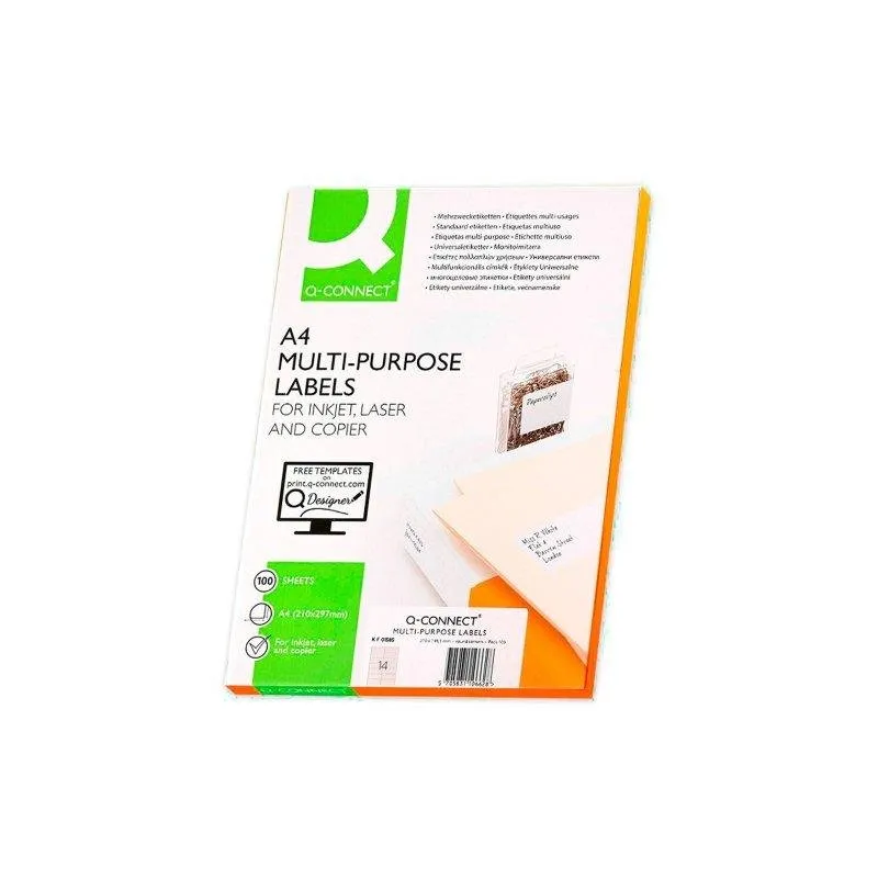 Etichette Adesive A4 Q-Connect 14 Etichette 99.1x38.1mm Bianche - immagine 1
