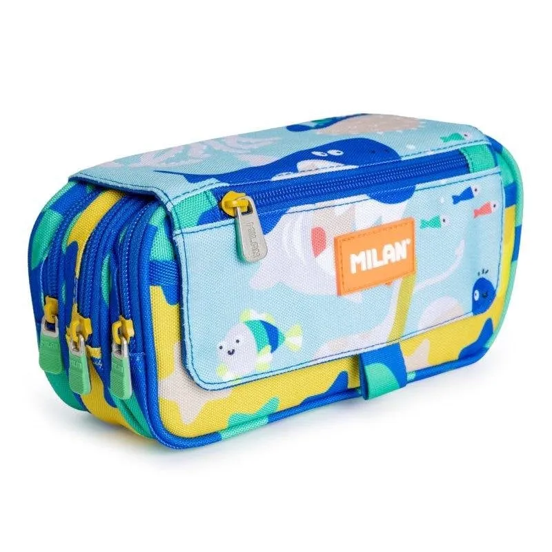 Milan Blue Odyssey - Portadocumenti triplo con quattro cerniere per materiale scolastico - immagine 1
