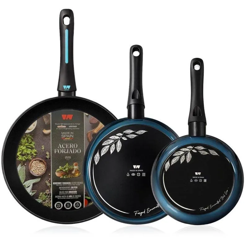 Set 3 Padelle Briebe Mare Acciaio Forgiato Induzione 20-24-28cm - immagine 1