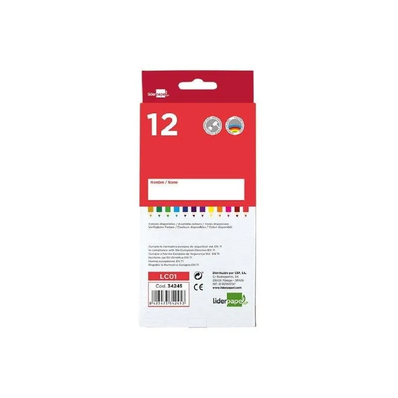 Matite a Colori Liderpapel Scatola da 12 Unità Colori Misti - immagine 1