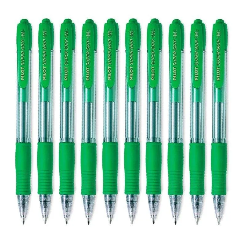 Penna Pilot Super Grip Retrattile Verde a Inchiostro a Olio - immagine 1