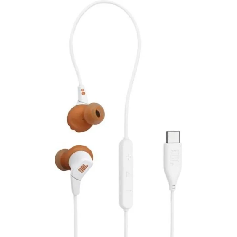 Auricolari JBL Endurance Run 3C con cavo USB-C, resistenti IP65, per sport, marrone e bianco - immagine 1