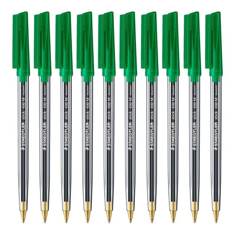 Staedtler - Set di 10 penne Stick 430 punta media verde - immagine 1