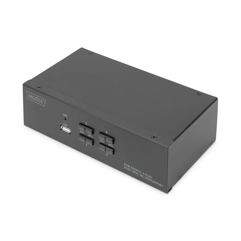Switch KVM Digitus 4 porte doppio schermo 4K DisplayPort - immagine 1