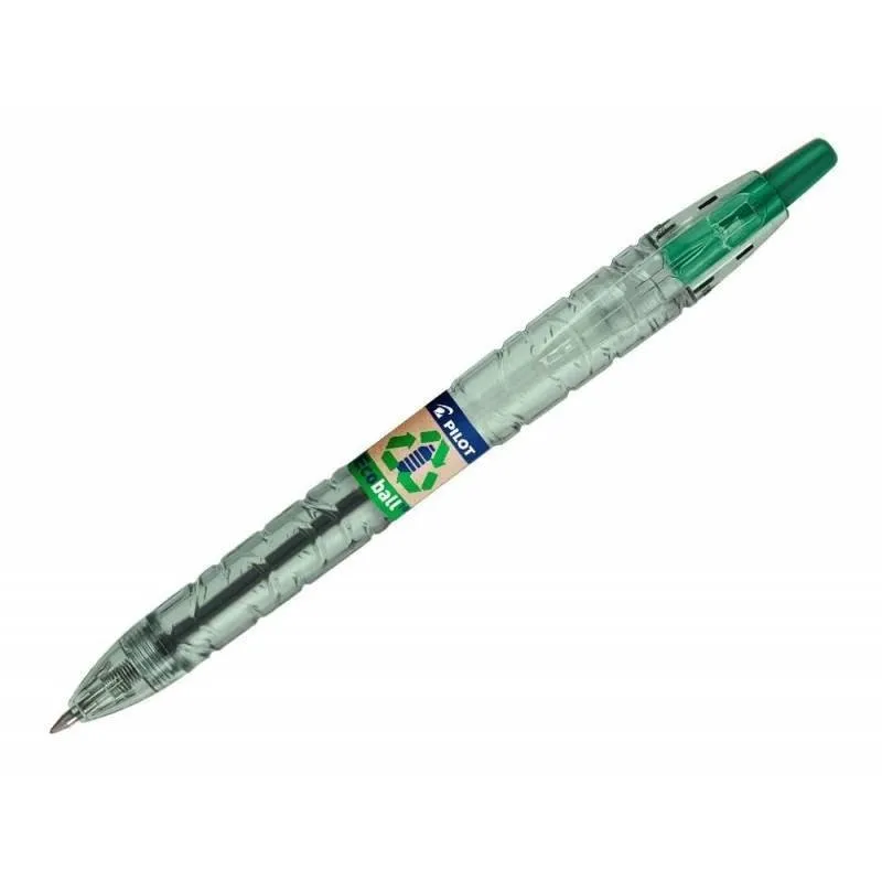 Penna a Sfera Retrattile Pilot Ecoball Inchiostro a Olio 86% Plastica Riciclata Verde - immagine 1
