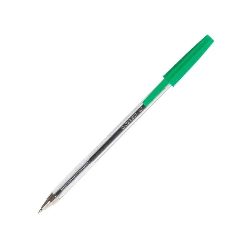 Penna Q-Connect Trasparente Verde Medio Pack da 50 - immagine 1