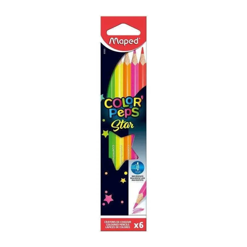 Matite Colori Maped Color'peps Fluo Scatola da 6 - immagine 1