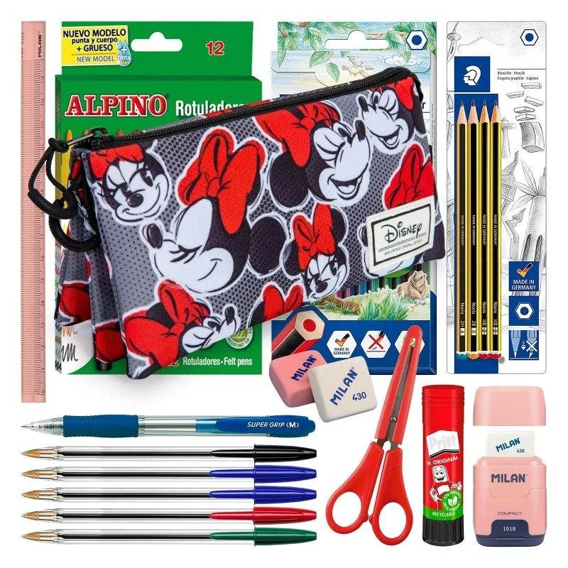 Astuccio Triplo Karactermania Minnie Lashes con Materiale Scolastico - immagine 1