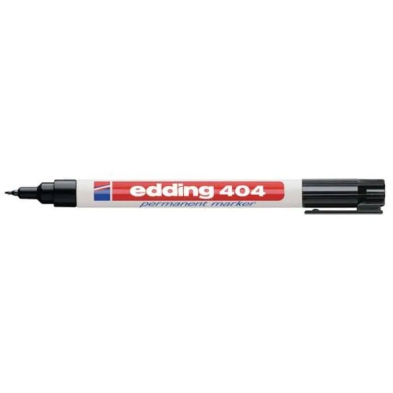 Marcatore Permanente Edding 404 Punta Tonda Nero Bianco Plastica - immagine 1
