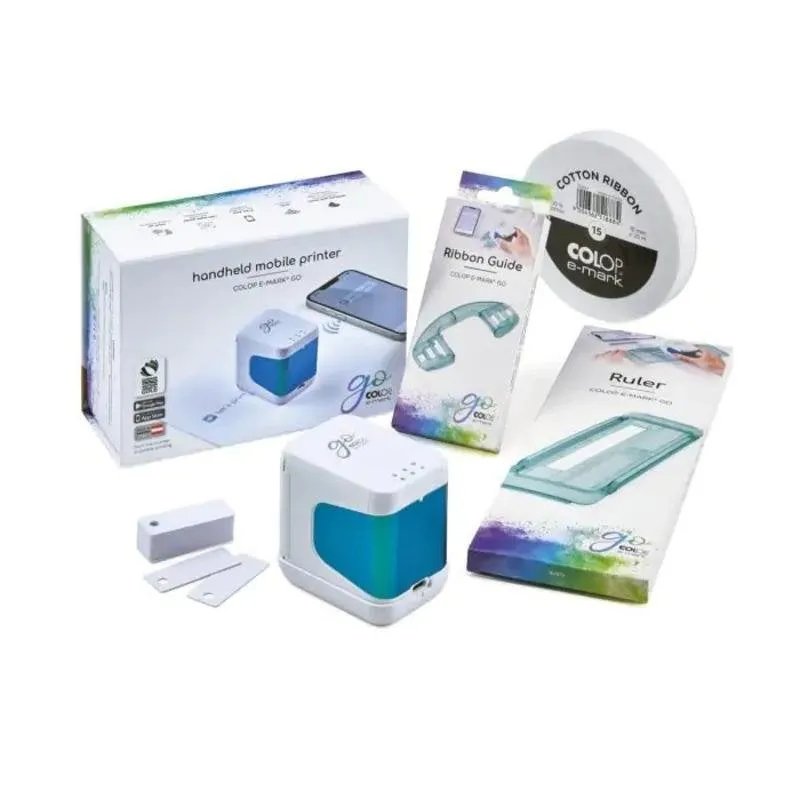Stampante portatile wireless Colop E-Mark Go Stempel blu bianco a colori - immagine 1