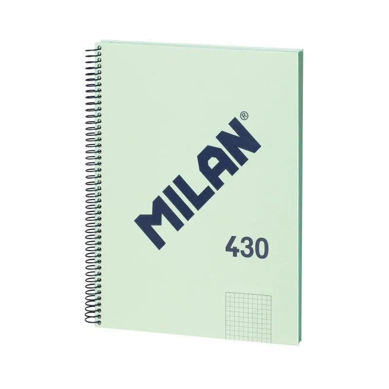 Quaderno A4 Milan 430 Copertina Rigida Spirale Carta Quadretti 80 Fogli 95g Verde - immagine 1