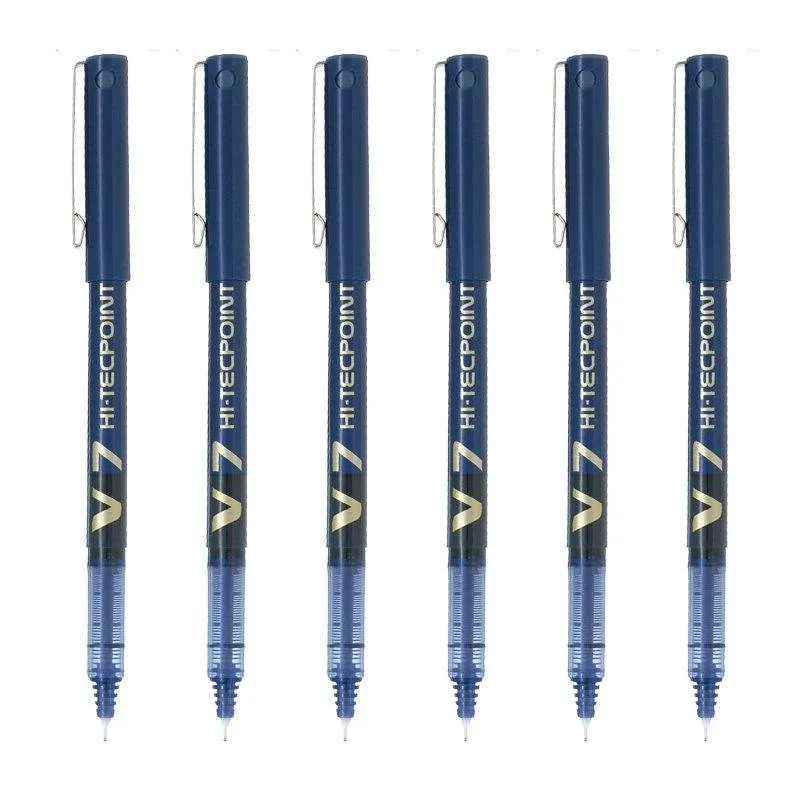 Penna Roller Pilot V7 Hi-tecpoint 0.7 mm Blu Set da 6 - immagine 1