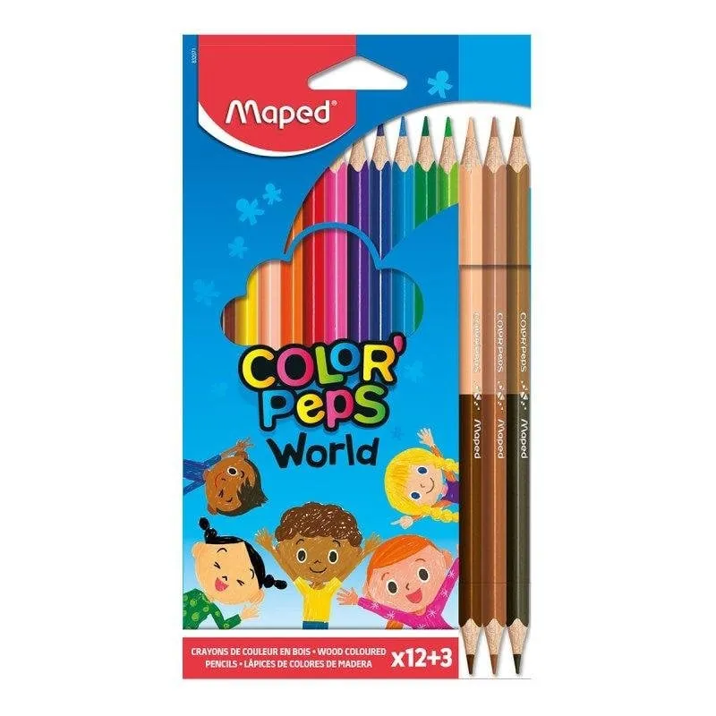 Matite Colori Maped Color'peps - Scatola da 12 + 3 Matite Duo Pelle - immagine 1