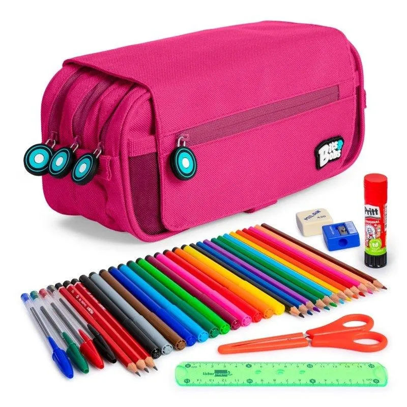 Borsa Triple Grafoplás Magenta con Materiale Scolastico Incluso - immagine 1