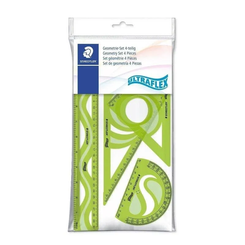 Set di geometria Staedtler Ultraflex 4 pezzi, ambidestro, verde - immagine 1