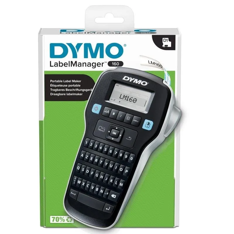 Stampante a trasferimento termico DYMO LabelManager 160 AZERTY con LCD e batterie AAA - immagine 1