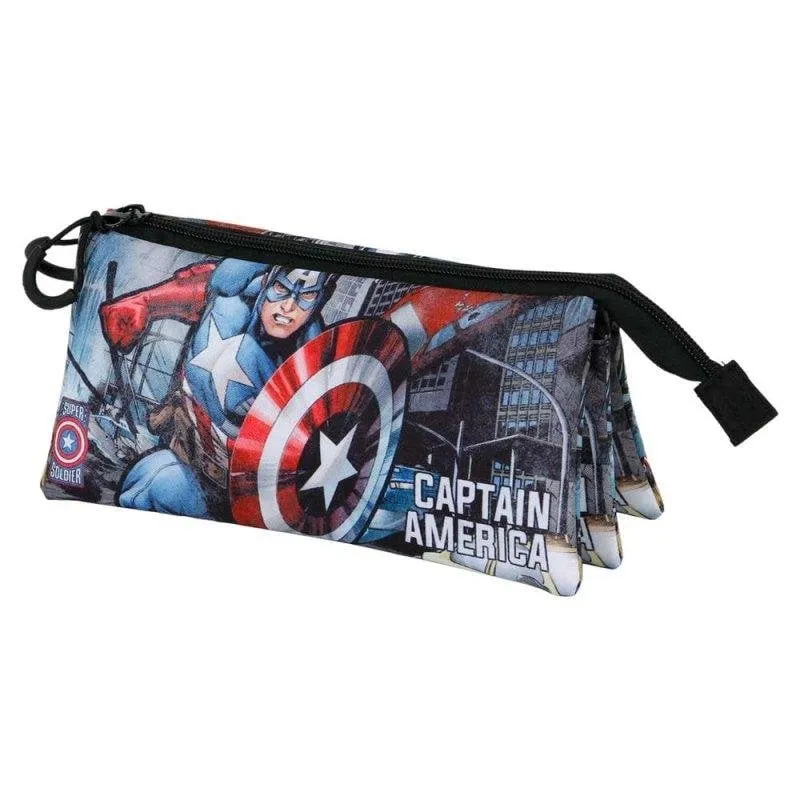 Capitán América Defender - Porta-triplo scolastico con 2 cerniere multicolore - immagine 1