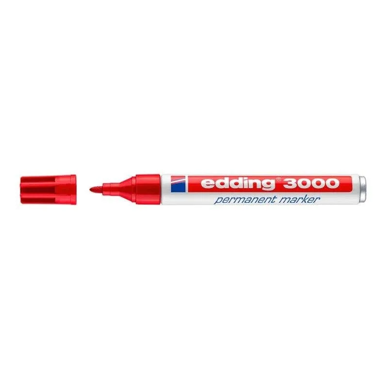 Marcatore permanente Edding 3000 punta rossa rosso 1.5-3 mm - immagine 1