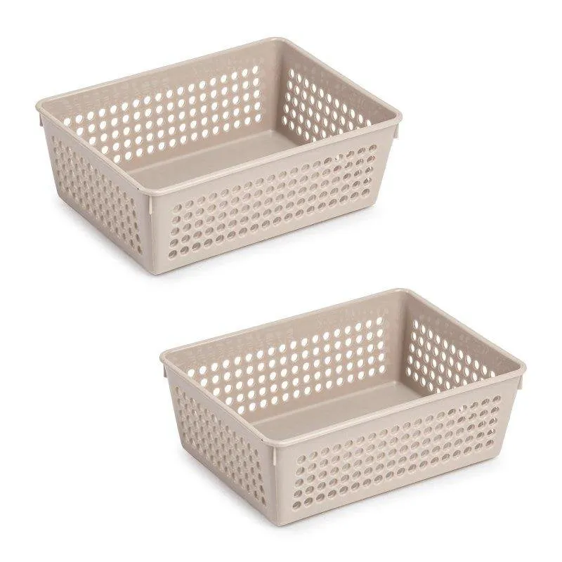 Plastic Forte - Gioco Di 2 Scaffali Organizzatori Piccoli Multiuso. Marrone - immagine 1