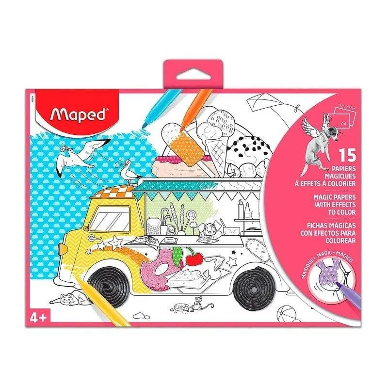 Set di 15 Lamine Magiche per Colorare Maped Rosso - immagine 1