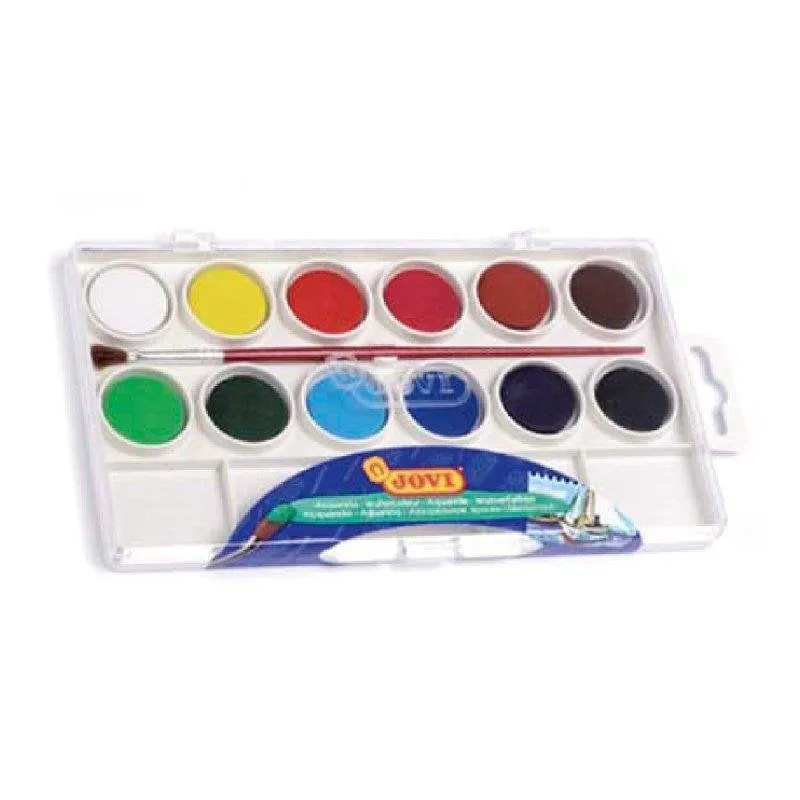 Acquerello Jovi 12 Colori con Pennello Astuccio Plastica - immagine 1