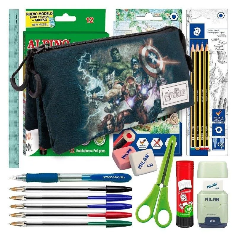 Astuccio Triplo Karactermania Vengadores Troup con 40 Materiali Scolastici - immagine 1