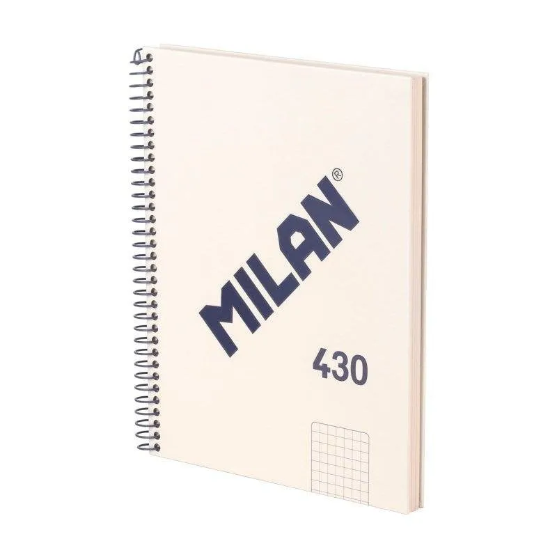 Quaderno Milan 430 A5 Copertina Rigida Spirale Quadri 80 Fogli 95g Beige - immagine 1
