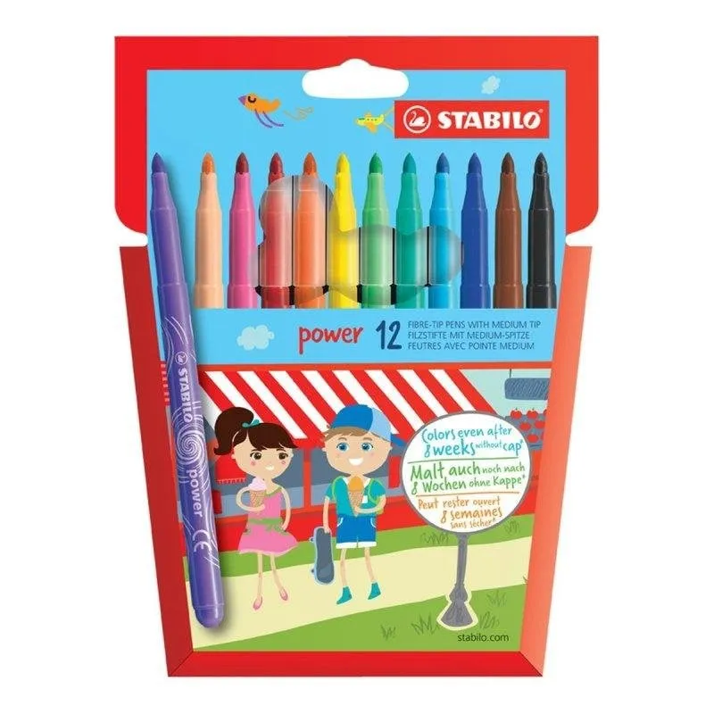 Pennarello Scolastico STABILO Power - Set di 12 Colori - immagine 1