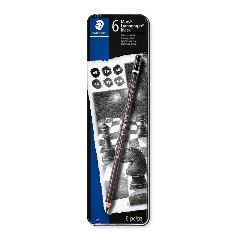 Matite da Disegno Staedtler Mars Lumograph - Scatola di 6 B - immagine 1