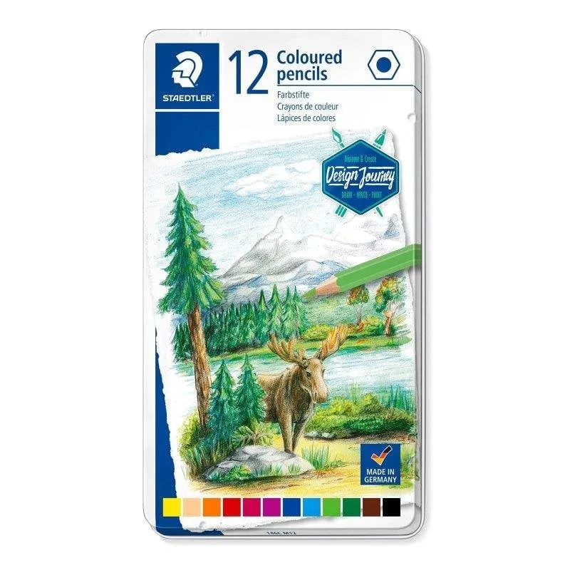 Matite Colori Staedtler Design Journey Scatola Metallo 12 Pezzi - immagine 1