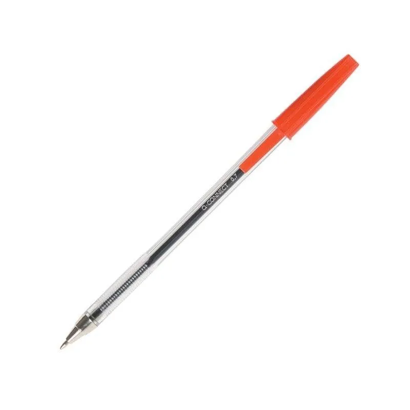 Penna Q-Connect Trasparente Rossa Punta Media 50 Pezzi - immagine 1