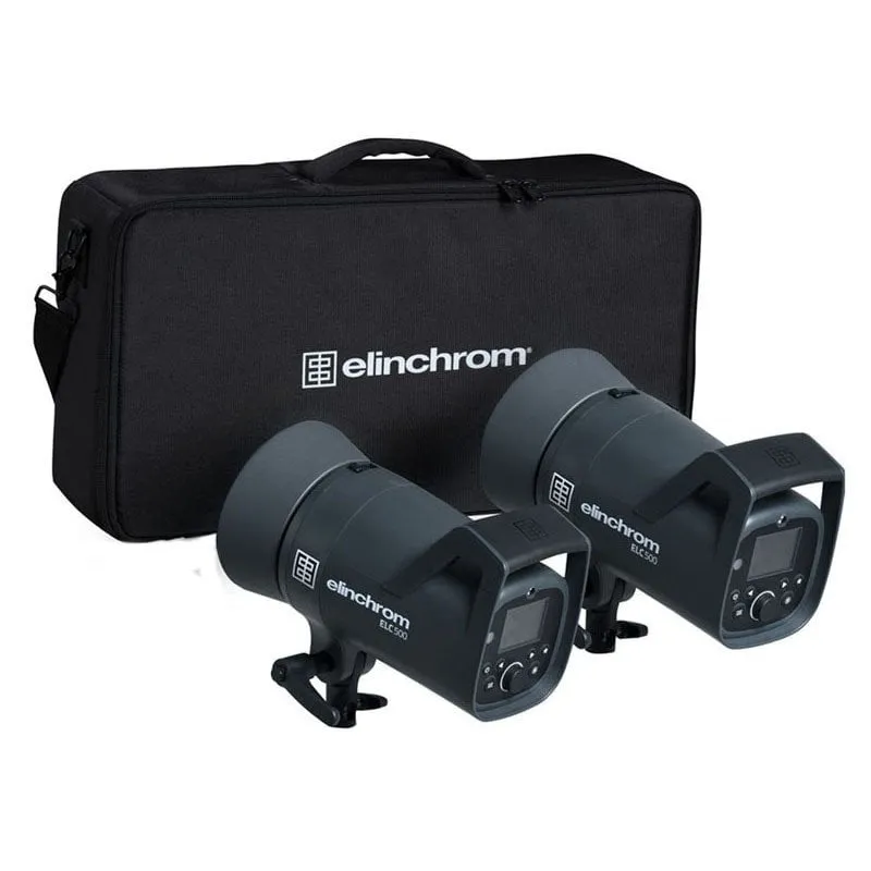 Kit flash da studio Elinchrom ELC 500 2x500W TTL HSS con riflettori e borsa - immagine 1