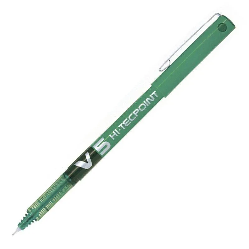 Roller Ball Pilot V5 Hi-tecpoint 0.5 mm Inchiostro Gel Verde - immagine 1