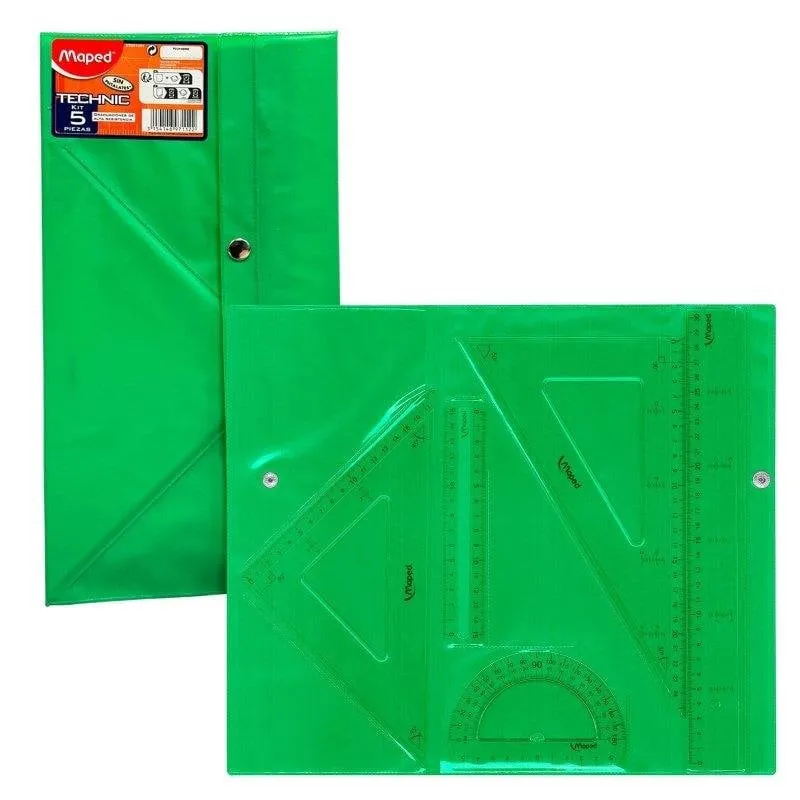 Kit Geometria Trasparente Maped 4 Pezzi con Borsa di Trasporto, Precisione Ottimale - immagine 1