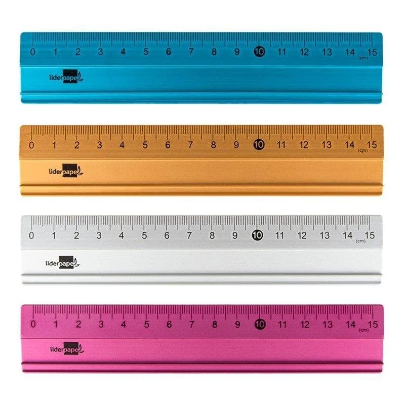 Righello in alluminio 15 cm Liderpapel base bisselata dorata - immagine 1