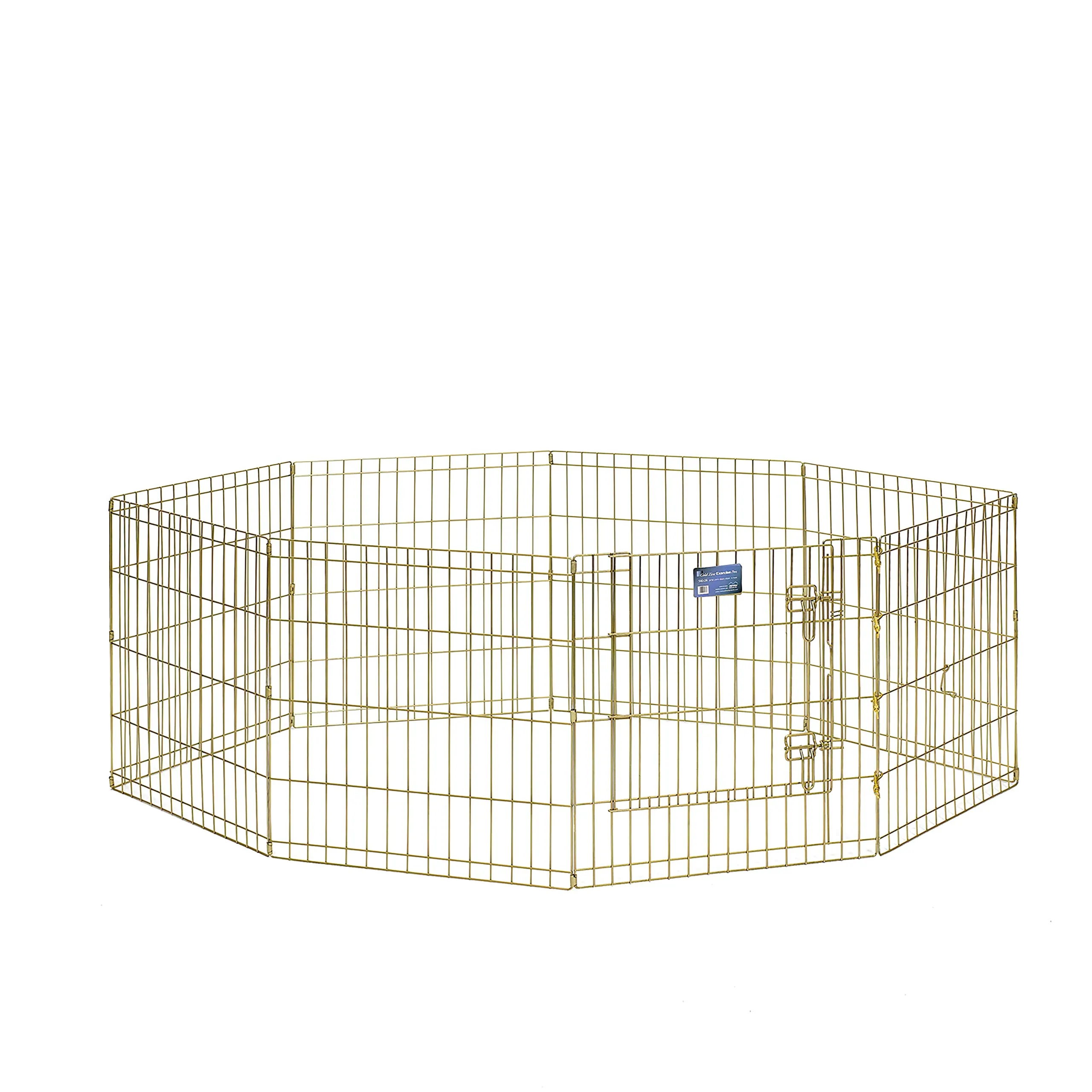 MidWest Homes for Pets, Recinto per animali in metallo, pieghevole, con porta e picchetti per il fissaggio a terra, offre 1,5 metri di spazio per giocare e muoversi, 61 cm di altezza, oro zinco - immagine 2