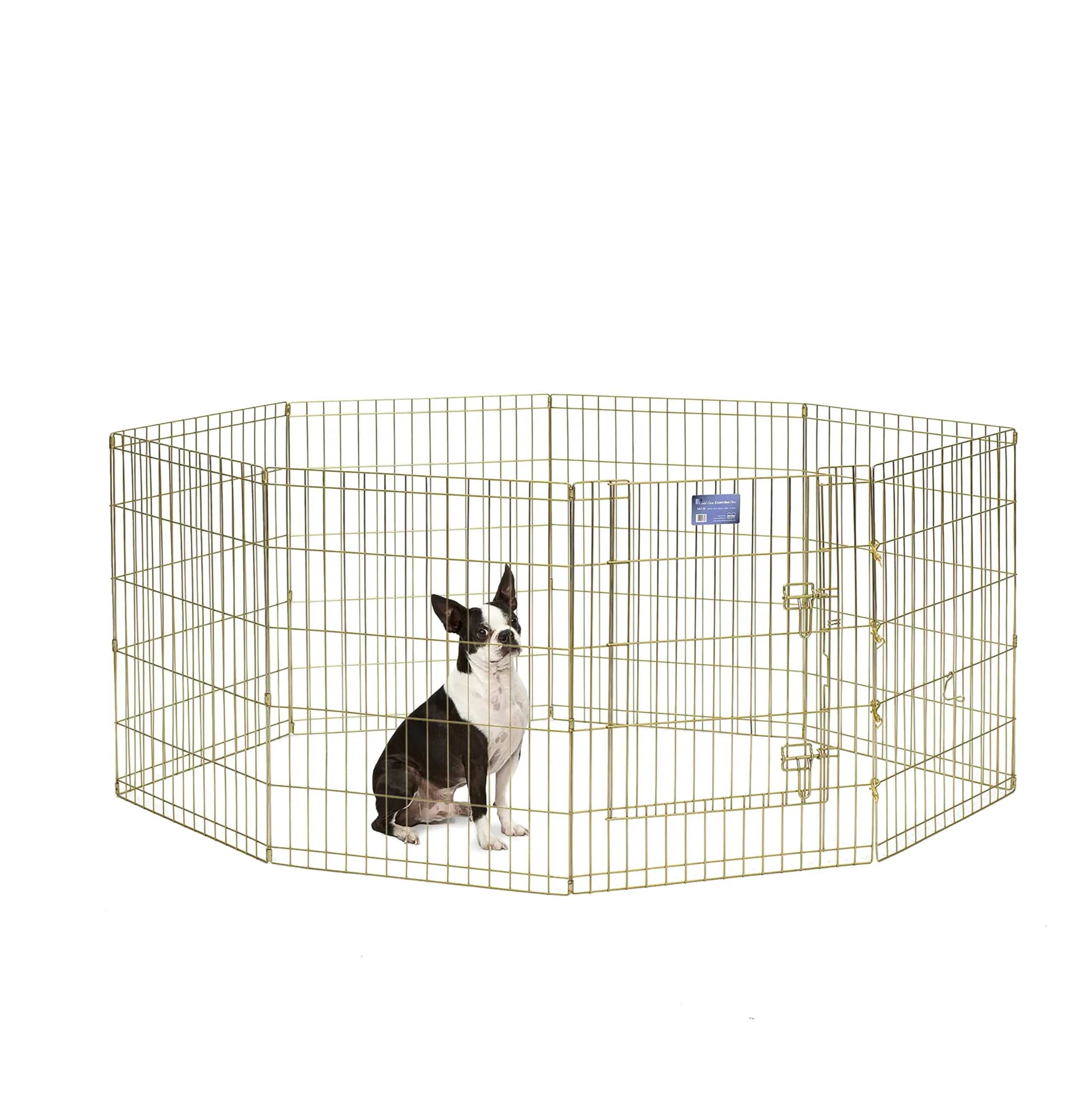 MidWest Homes for Pets 542-30, Recinto per animali in metallo, pieghevole, con porta e picchetti, offre 1,5 metri di spazio per giocare e muoversi, 76 cm di altezza, oro zinco - immagine 1