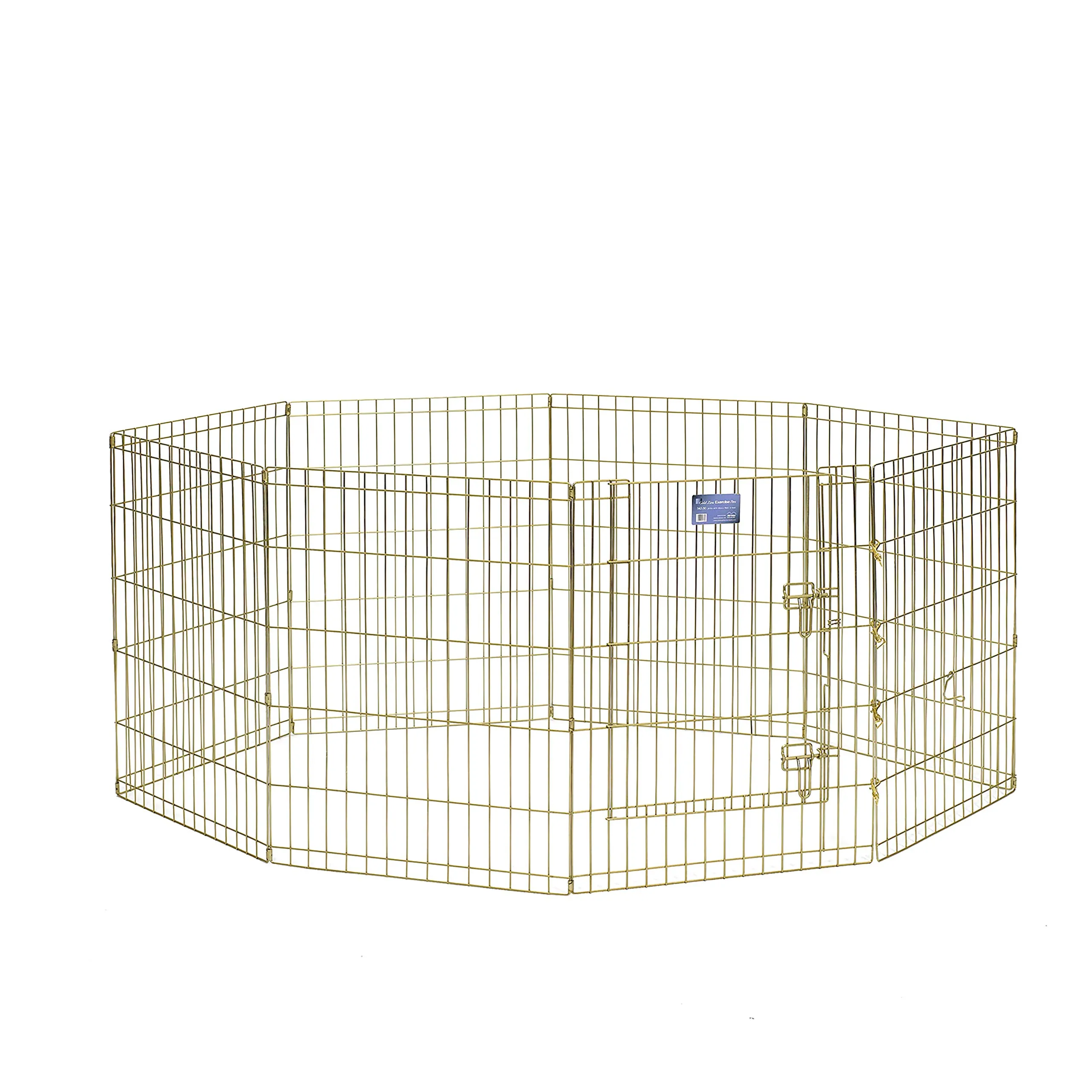 MidWest Homes for Pets 542-30, Recinto per animali in metallo, pieghevole, con porta e picchetti, offre 1,5 metri di spazio per giocare e muoversi, 76 cm di altezza, oro zinco - immagine 2