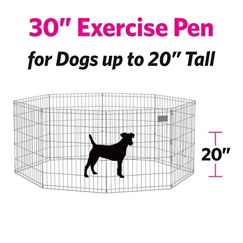 MidWest Homes for Pets 542-30, Recinto per animali in metallo, pieghevole, con porta e picchetti, offre 1,5 metri di spazio per giocare e muoversi, 76 cm di altezza, oro zinco - immagine 4