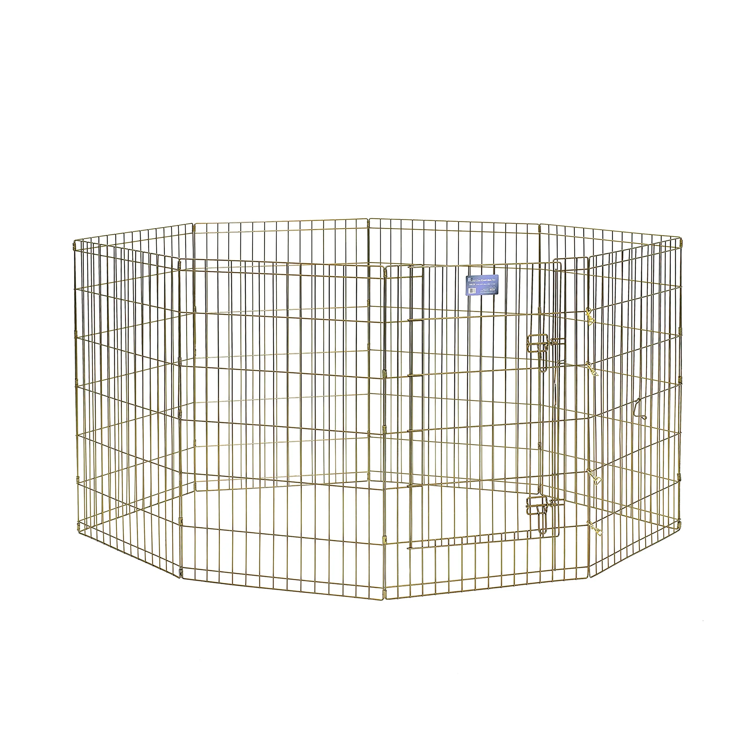 MidWest Homes for Pets 544-36, Recinto per animali in metallo, pieghevole, con porta e picchetti, offre 1,5 metri di spazio per giocare e muoversi, 91 cm di altezza, oro zinco - immagine 2